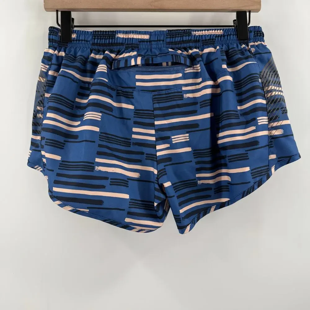 Oiselle Shorts Size 4 Womens Running Athletic Run Lined Mesh Athletic Blue Print